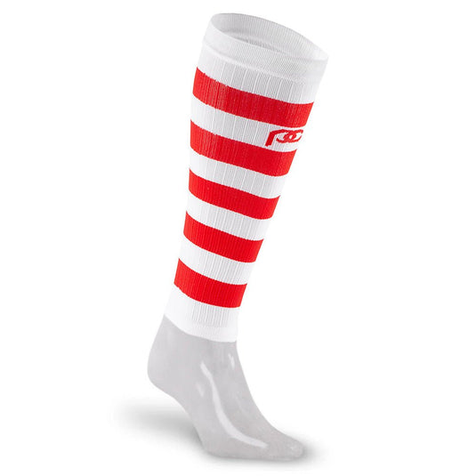 Pro Compression - Calf Sleeves, White and Red Stripe