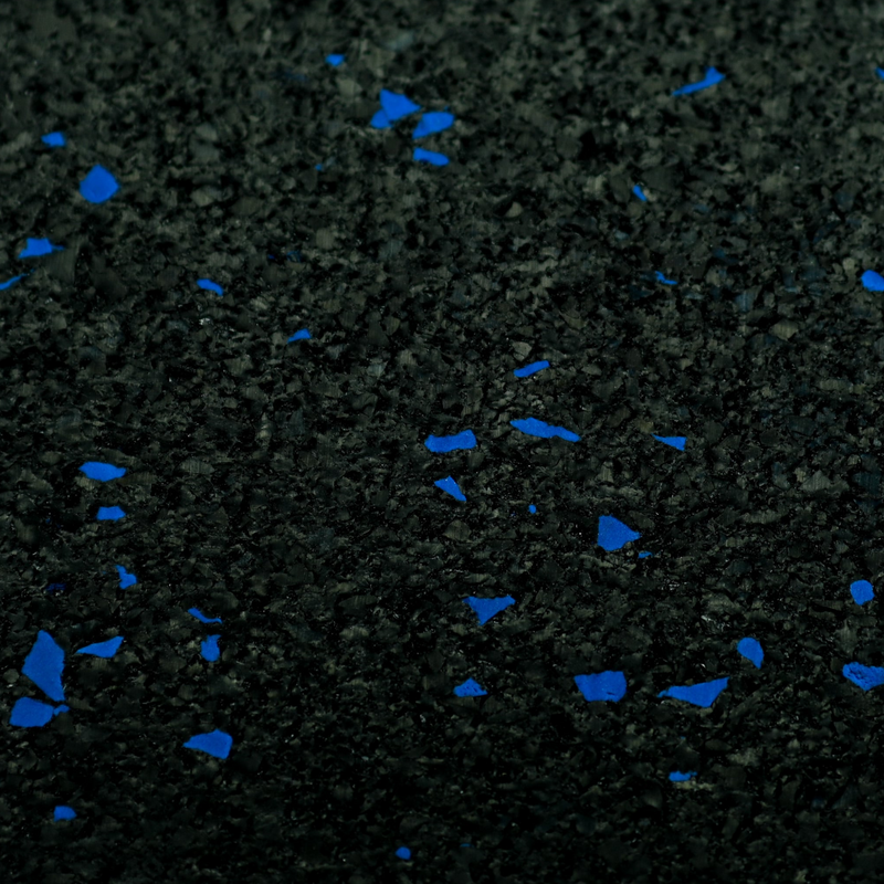 Load image into Gallery viewer, Black rubber gym tile with blue specks