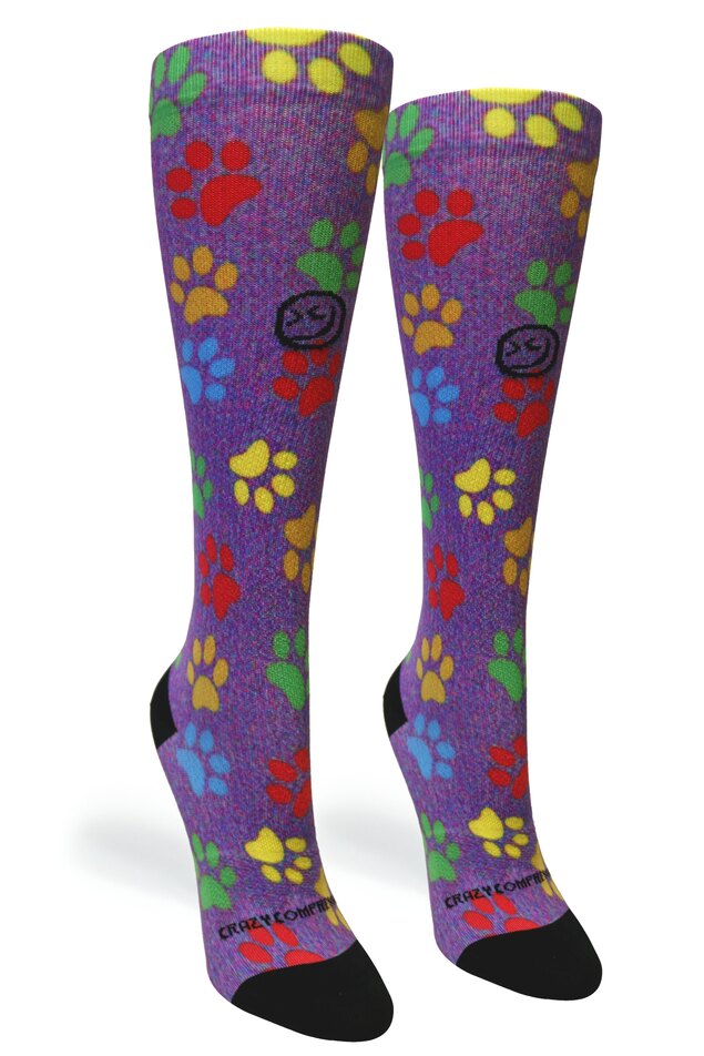 Load image into Gallery viewer, Crazy Compression - Paw Prints Station Purple - (Standard & Extra Wide)
