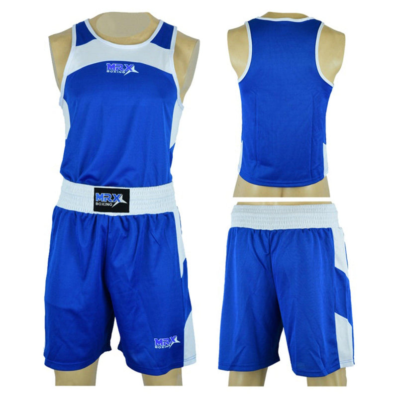 Load image into Gallery viewer, MRX - Men's Boxing Uniform Set for Training or Fighting Jersey & Shorts All Sizes - Blue-1362 / S