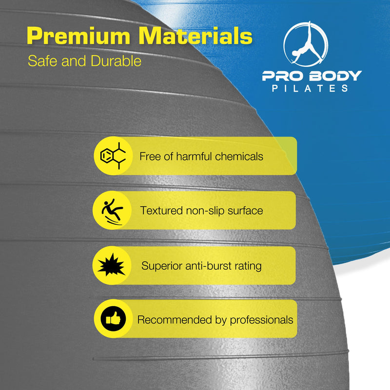 Load image into Gallery viewer, ProBody Pilates - Yoga Ball for Pregnancy, Fitness, Balance, Workout at Home, Office and Physical Therapy (Silver)