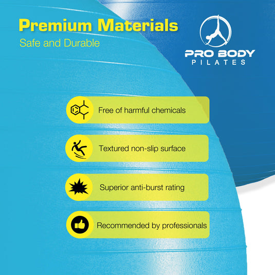 ProBody Pilates - Yoga Ball for Pregnancy, Fitness, Balance, Workout at Home, Office and Physical Therapy (Teal)