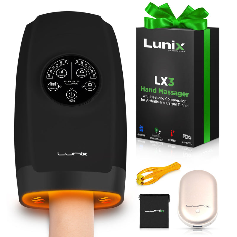 Load image into Gallery viewer, Lunix - LX3 Carpal Tunnel & Wrist Pain Relief Device, Heated Air Compression Hand Massager, Charcoal Black
