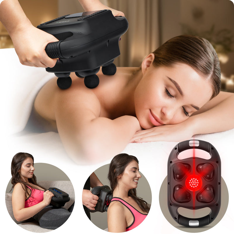 Load image into Gallery viewer, Lunix - LX25 4-Head Percussion Massager with Infrared Light (Charcoal Black)