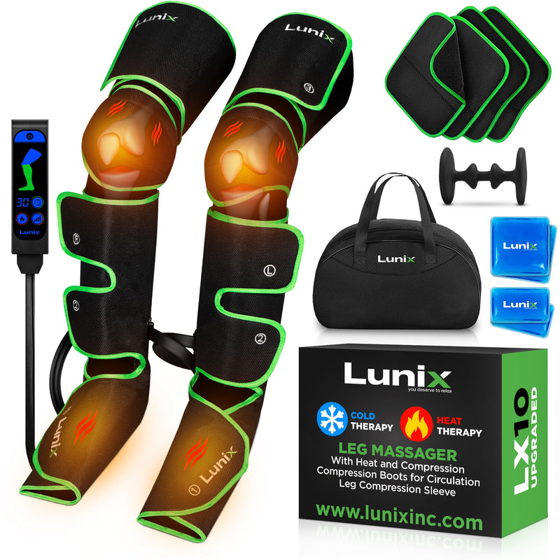 Load image into Gallery viewer, Lunix - LX10 FULL LEG COMPRESSION MASSAGER WITH HOT/COLD PACK - GREEN - UPGRADED