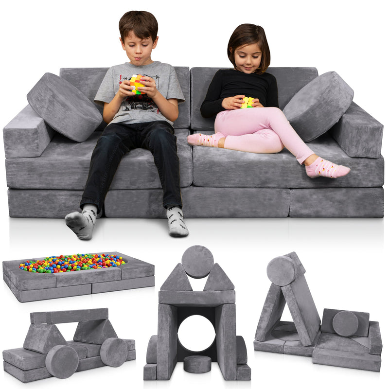 Load image into Gallery viewer, Lunix - LX15 14-Piece Modular Play Couch (Granite Gray)