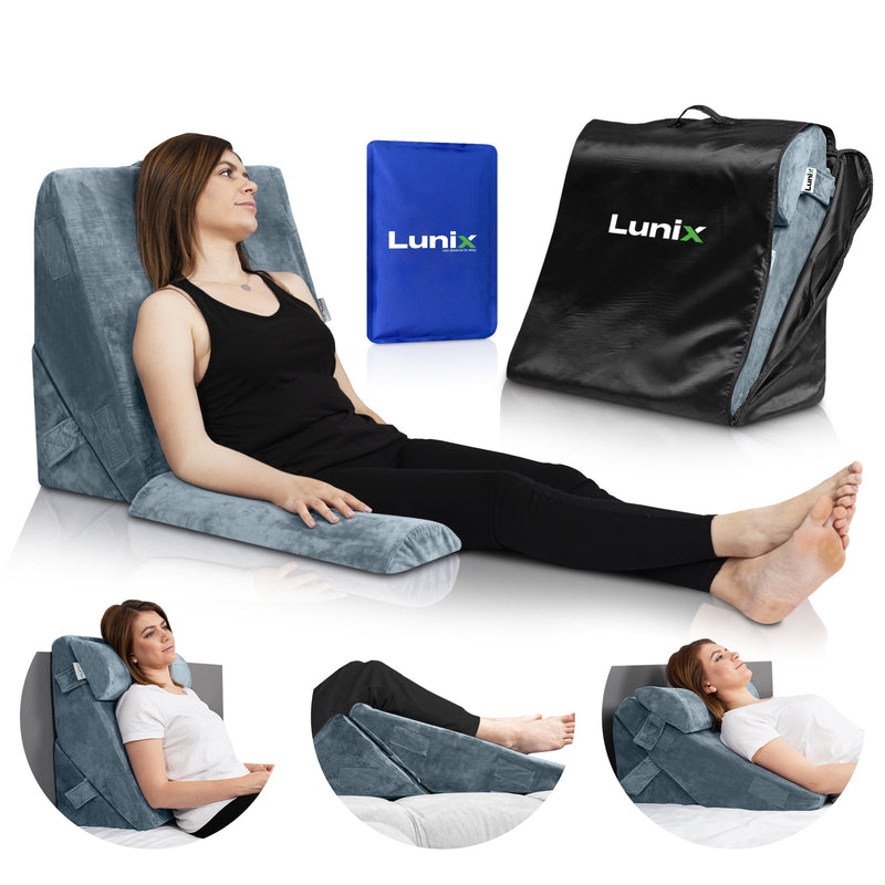Load image into Gallery viewer, Lunix - LX6 3pcs Orthopedic Bed Wedge Pillow System, with Hot Cold Pack Navy