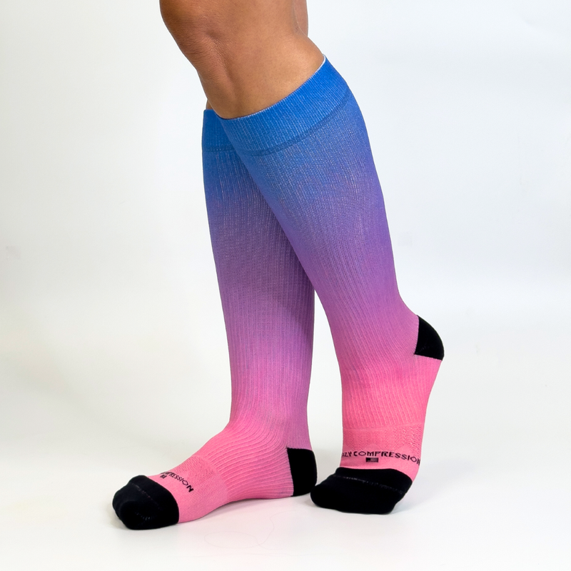 Load image into Gallery viewer, Crazy Compression - Ombré Blue Pink - (Standard & Extra Wide)