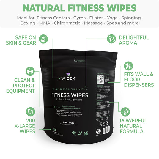Wipex Co. - Natural Fitness Equipment Wipes 700ct Bulk Gym Refill Roll