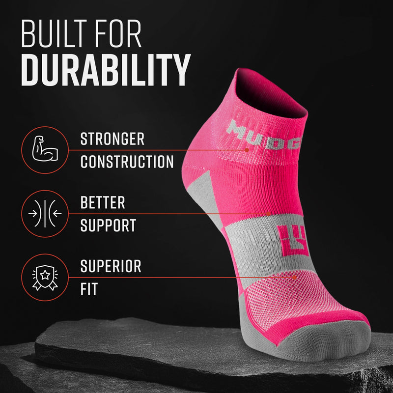 Load image into Gallery viewer, MudGear - Quarter Crew Trail Socks (Pink/Gray, 2-Pair Pack)