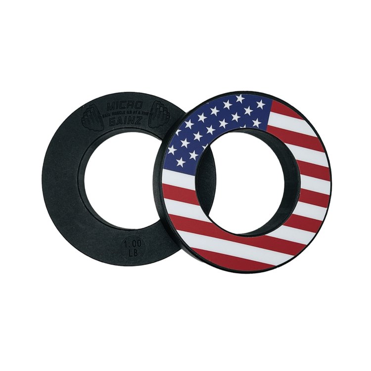 Load image into Gallery viewer, Micro Gainz - Us Flag Plate Snacks Vinyl Plate Decal for Micro Weight Plates
