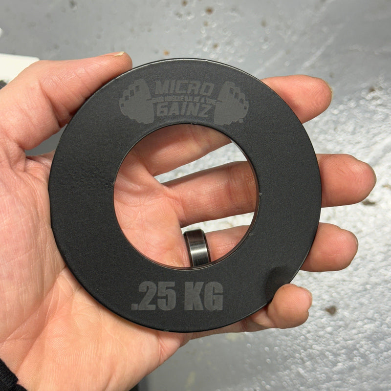 Load image into Gallery viewer, Micro Gainz - Olympic Size Kilogram Fractional Steel Weight Plates .25KG Plates: Set of 2