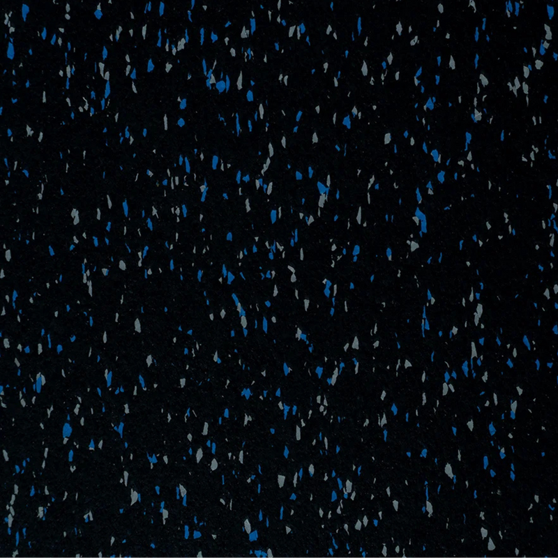 Load image into Gallery viewer, Black rubber gym flooring with 20% blue and white speckles