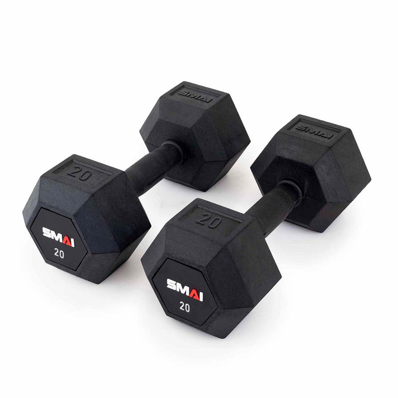 Load image into Gallery viewer, SMAI - Rubber Hex Dumbbell Set 5lb-50lb (Pairs) with Storage Rack