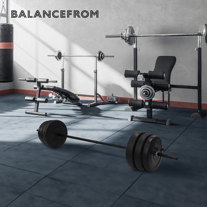 Load image into Gallery viewer, BalanceFrom Fitness Home Gym Steel Barbell Vinyl Weight Lifting Set, 100 Pounds