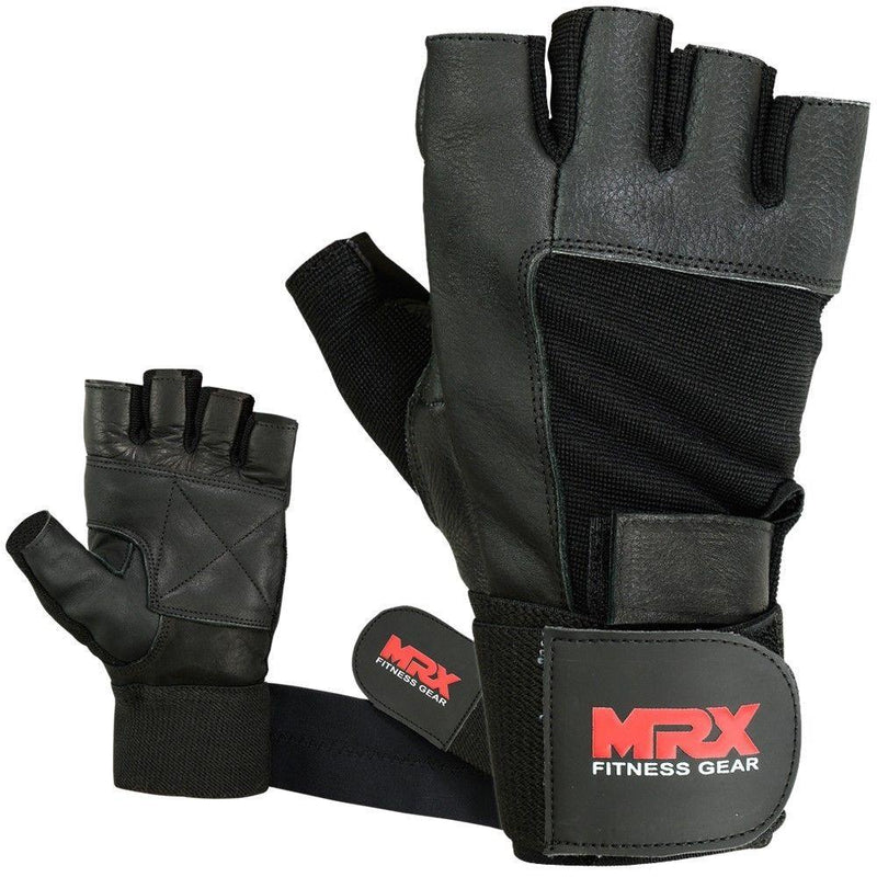 Load image into Gallery viewer, MRX - Weight Lifting Gloves Leather Workout Glove With Long Wrist Strap
