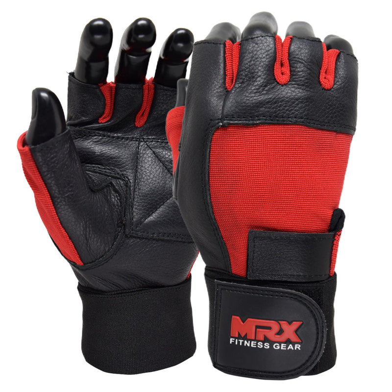 Load image into Gallery viewer, MRX - Weight Lifting Gloves Leather Workout Glove With Long Wrist Strap