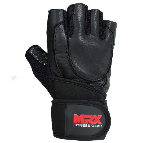 Load image into Gallery viewer, MRX - Weight Lifting Gloves Long Wrist Straps Gym Training Leather Black All Sizes