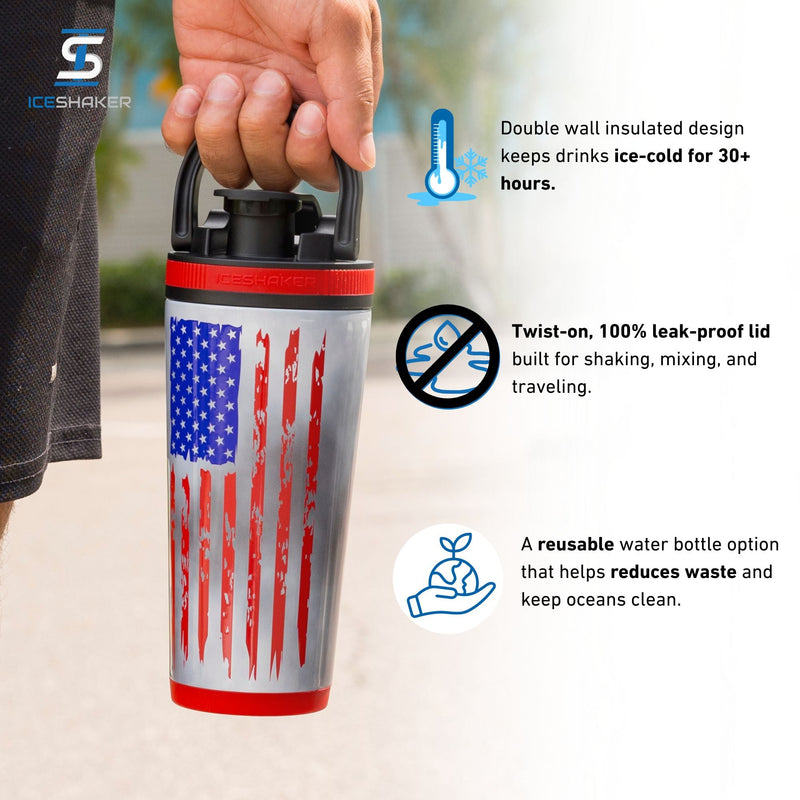 Load image into Gallery viewer, Ice Shaker - 26oz Ice Shaker - 4D American Flag