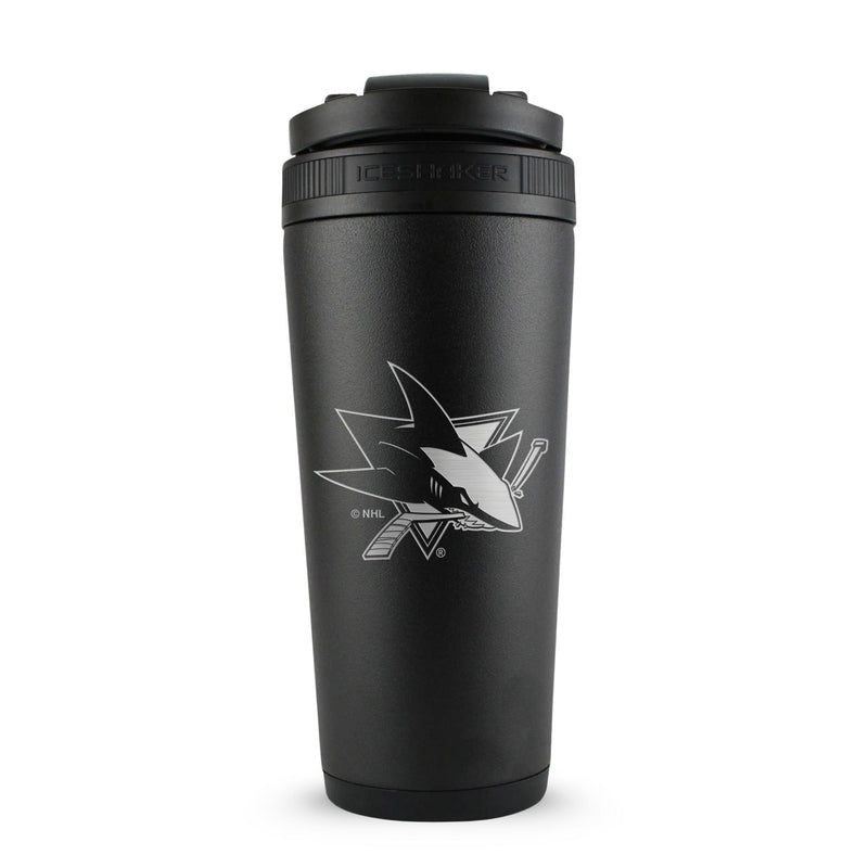 Load image into Gallery viewer, Ice Shaker - Officially Licensed San Jose Sharks 26oz Ice Shaker