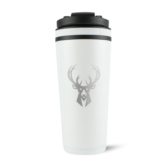 Ice Shaker - Officially Licensed Milwaukee Bucks 26oz Ice Shaker - White