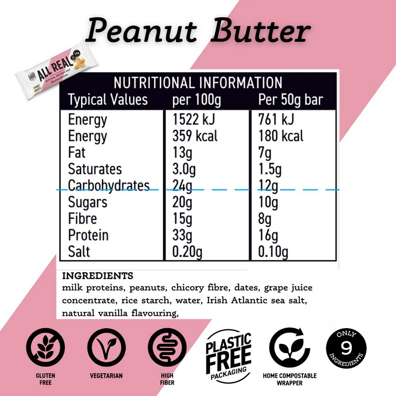 Load image into Gallery viewer, All Real Nutrition - Peanut Butter Protein Bar (50g x 12)