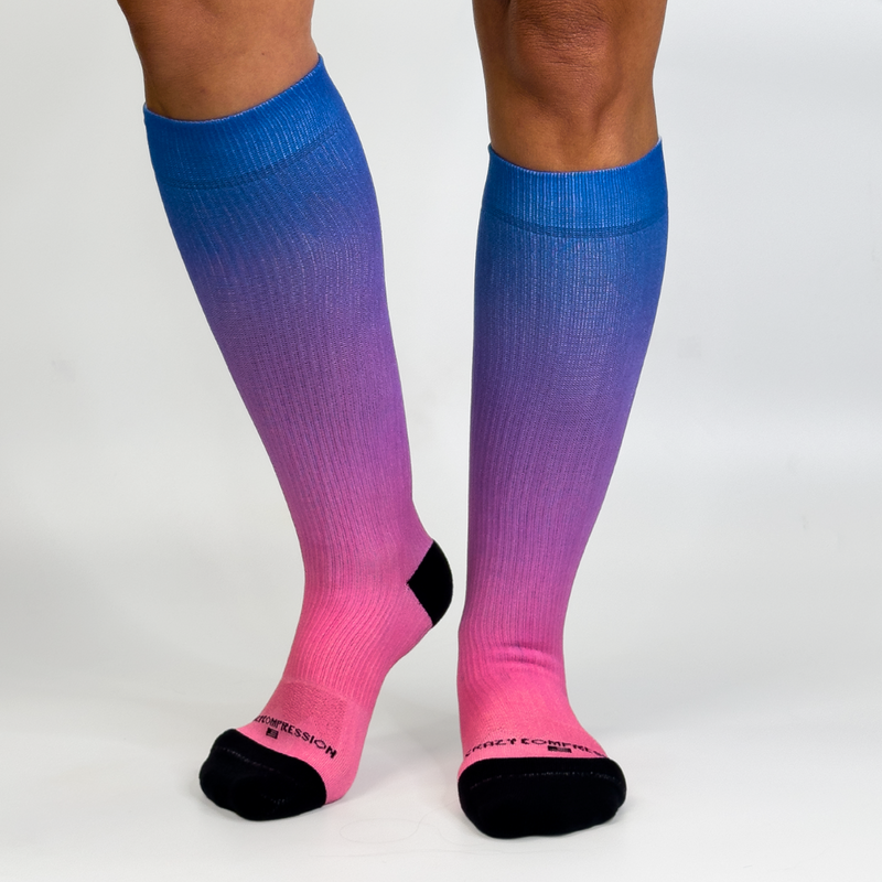 Load image into Gallery viewer, Crazy Compression - Ombré Blue Pink - (Standard & Extra Wide)