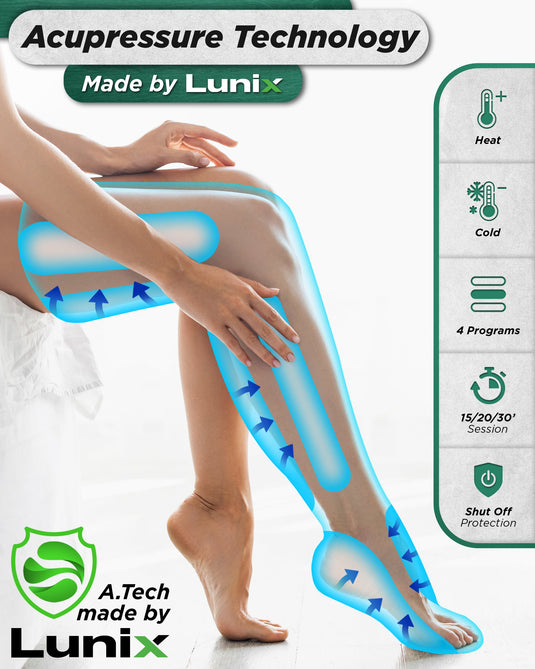 Lunix - LX10 FULL LEG COMPRESSION MASSAGER, WITH HOT/COLD PACK BLACK