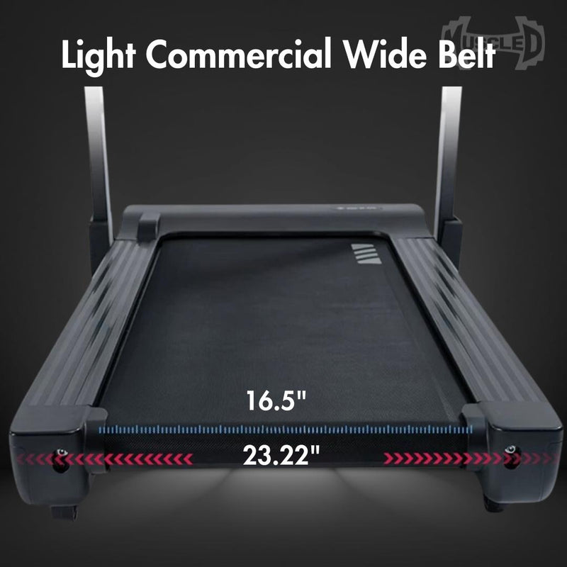 Load image into Gallery viewer, Muscle D Fitness - Light Commercial Folding Treadmill - LED Display - Heart Rate Monitor - Safety Clip