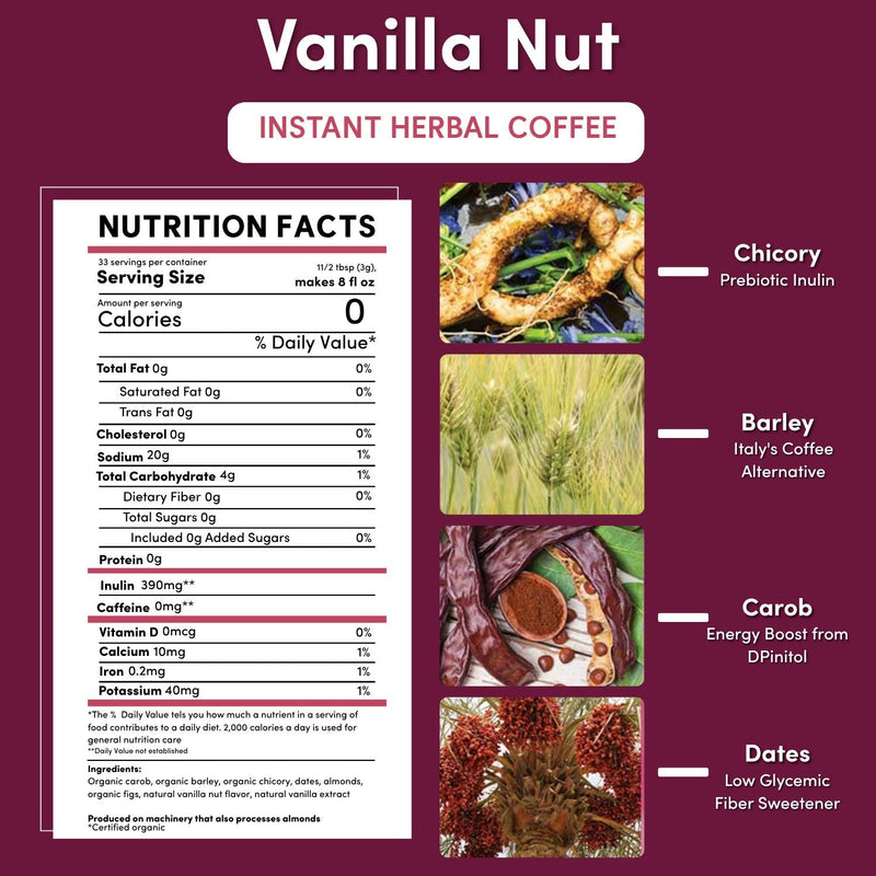 Load image into Gallery viewer, Teeccino - Instant Vanilla Nut Herbal Coffee