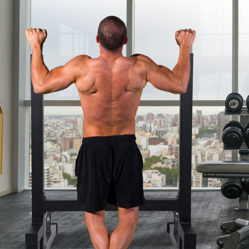 Load image into Gallery viewer, BalanceFrom Fitness - Multi-Function Home Gym Exercise Dip Stand, 500lb Capacity, Black