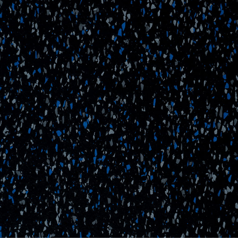 Load image into Gallery viewer, Black rubber gym flooring with 30% blue and gray speckles