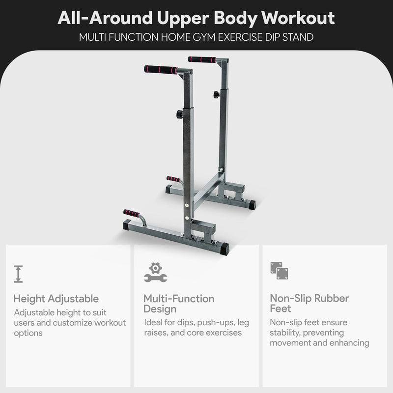 Load image into Gallery viewer, BalanceFrom Fitness - Multi Function Home Gym Exercise Dip Stand, 500lb Capacity, Gray