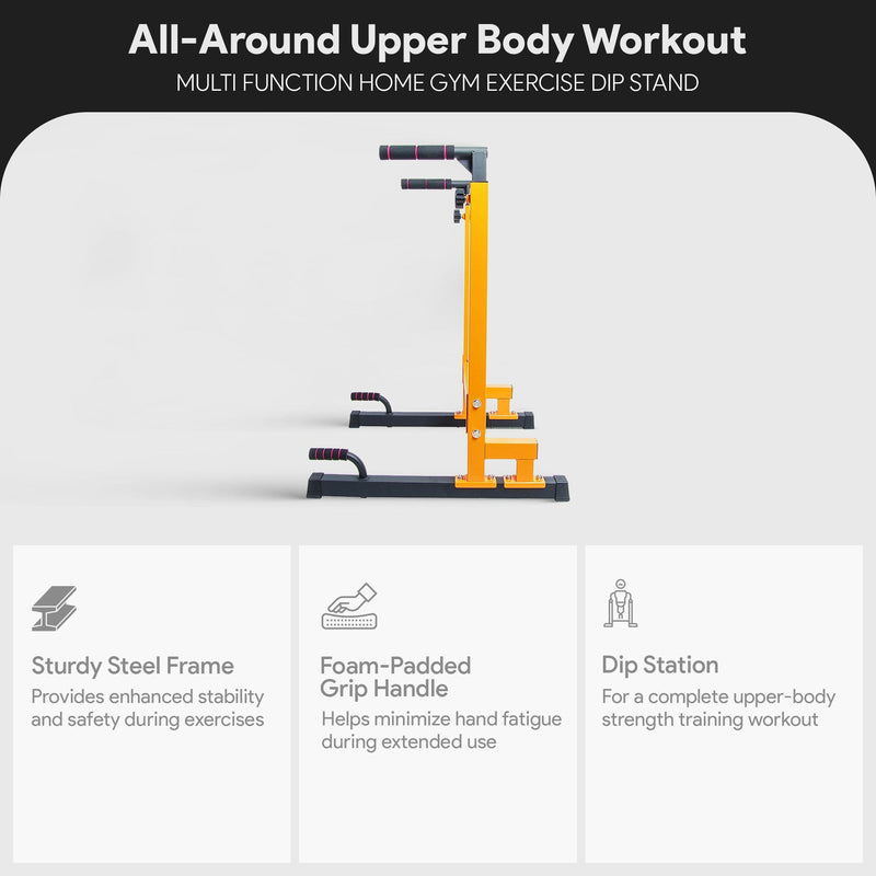 Load image into Gallery viewer, BalanceFrom Fitness - Multi-Function Home Gym Exercise Dip Stand, 500lb Capacity, Yellow