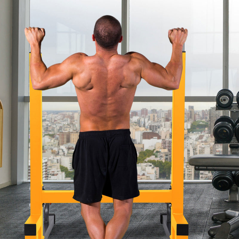 Load image into Gallery viewer, BalanceFrom Fitness - Multi-Function Home Gym Exercise Dip Stand, 500lb Capacity, Yellow