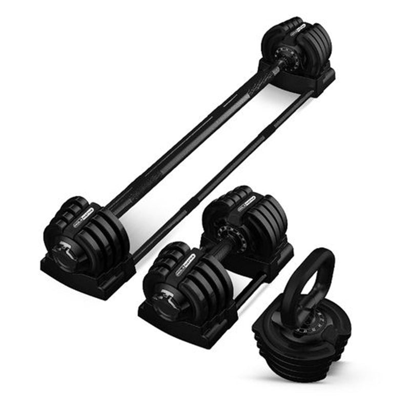 Load image into Gallery viewer, HolaHatha 3-in-1 Multifunctional Home Gym Workout Dumbbell Set Black