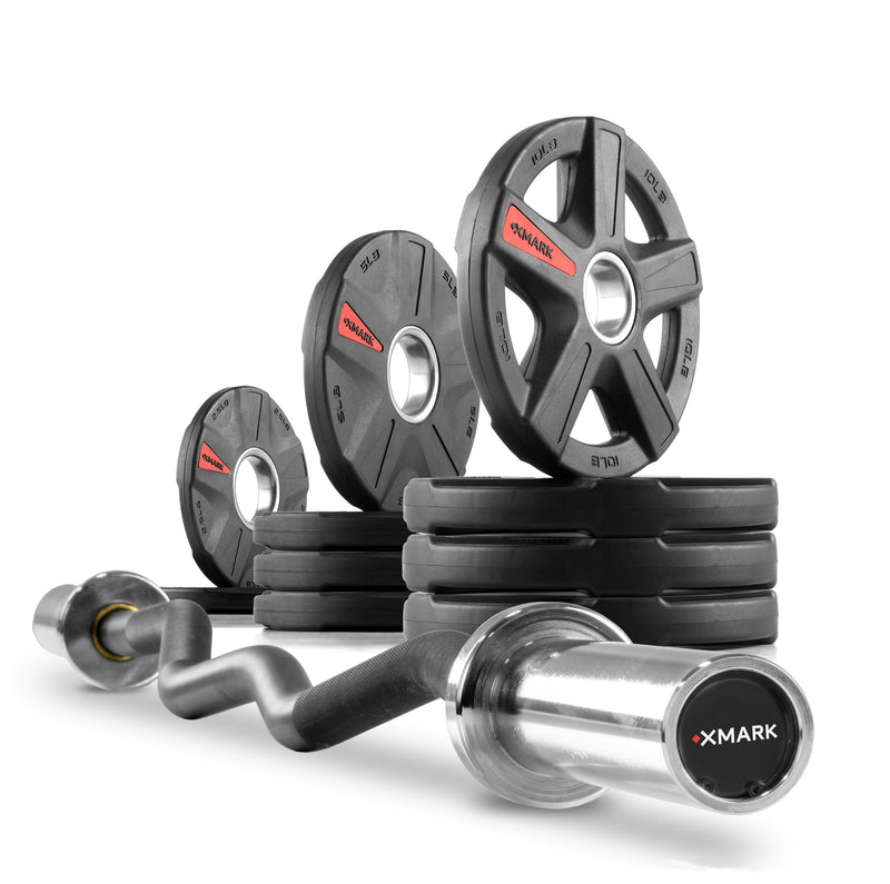 Load image into Gallery viewer, XMARK - Texas Star Olympic Weight Plates and Curl Barbell Sets