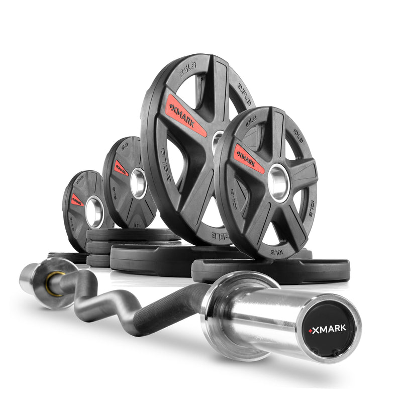 Load image into Gallery viewer, XMARK - Texas Star Olympic Weight Plates and Curl Barbell Sets