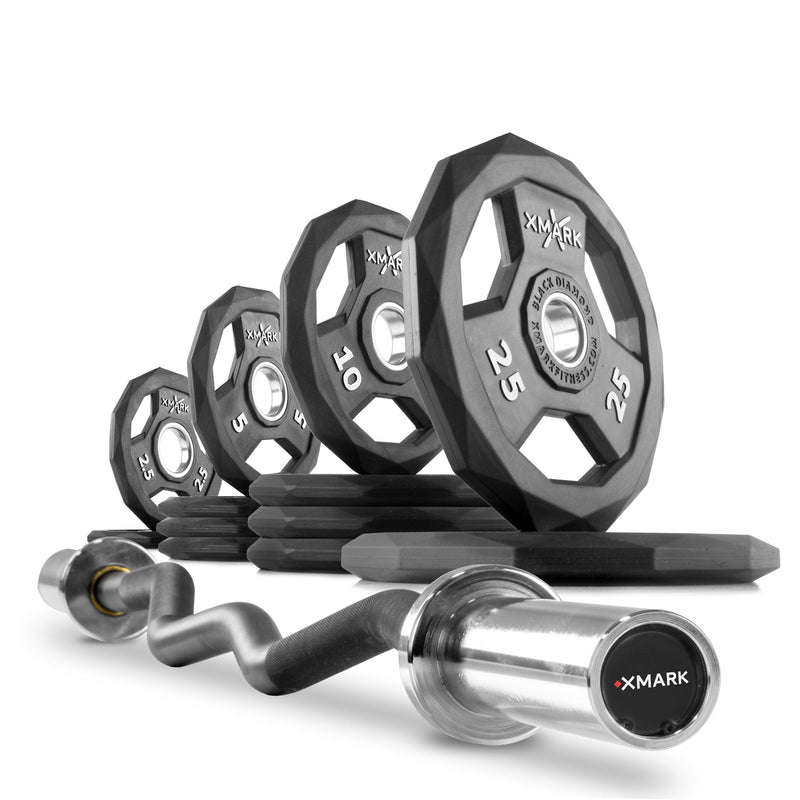 Load image into Gallery viewer, XMARK - Black Diamond® Olympic Weight Plates and Curl Barbell Sets