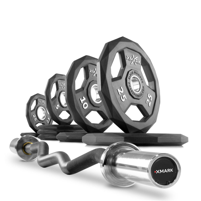 Load image into Gallery viewer, XMARK - Black Diamond® Olympic Weight Plates and Curl Barbell Sets
