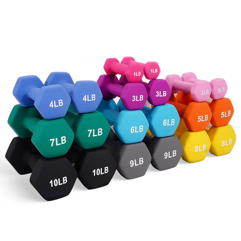 Load image into Gallery viewer, BalanceFrom Fitness - 110 Pound Neoprene Coated Dumbbell Set w/ Stand, Multicolor