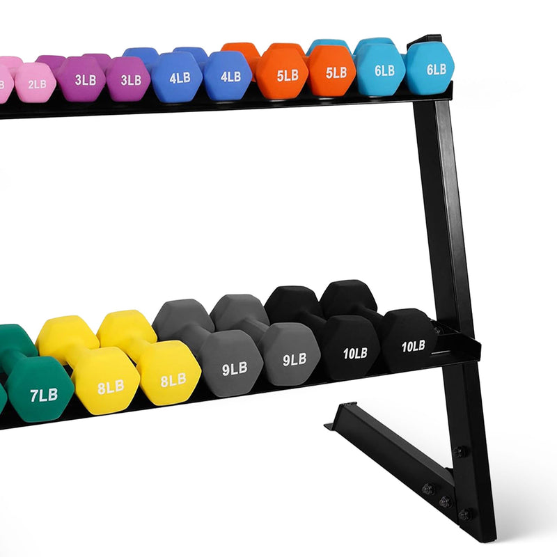 Load image into Gallery viewer, BalanceFrom Fitness - 110 Pound Neoprene Coated Dumbbell Set w/ Stand, Multicolor