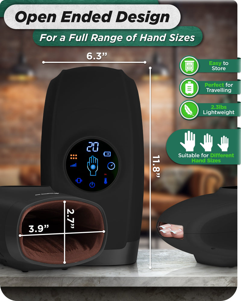 Load image into Gallery viewer, Lunix - LX7 LCD Touchscreen Hand Massager, Heated Air Compression, Charcoal Black