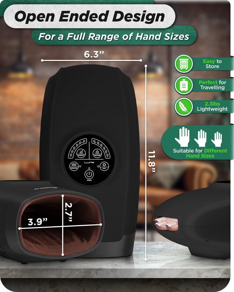 Load image into Gallery viewer, Lunix - LX3 Carpal Tunnel & Wrist Pain Relief Device, Heated Air Compression Hand Massager, Charcoal Black