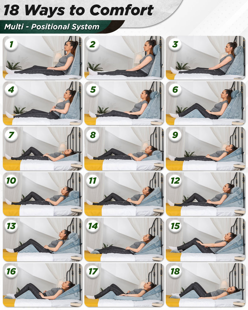 Load image into Gallery viewer, Lunix - LX11 5pcs Orthopedic Wedge Pillow Set, Cloud Gray