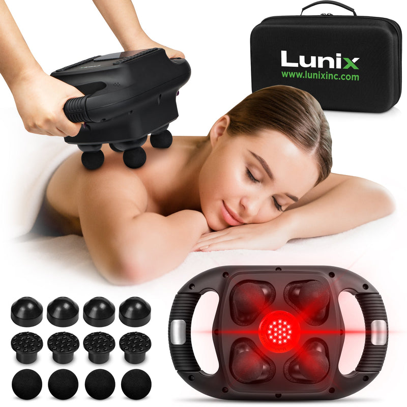 Load image into Gallery viewer, Lunix - LX25 4-Head Percussion Massager with Infrared Light (Charcoal Black)