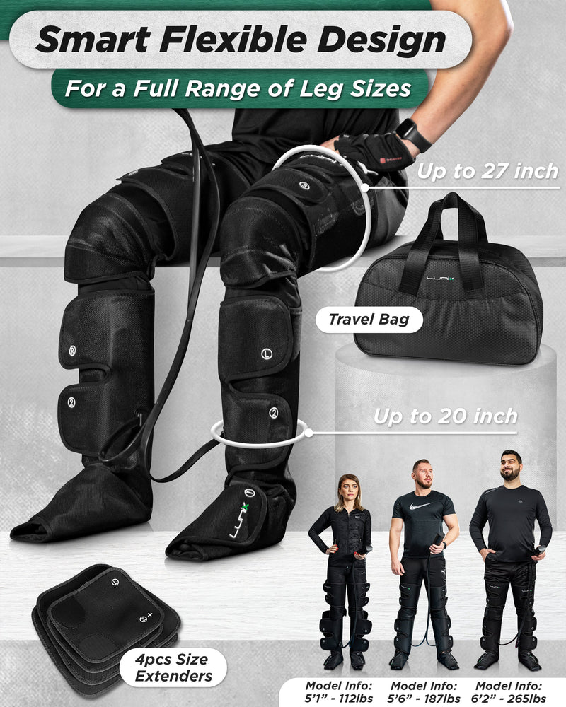 Load image into Gallery viewer, Lunix - LX10 FULL LEG COMPRESSION MASSAGER, WITH HOT/COLD PACK BLACK