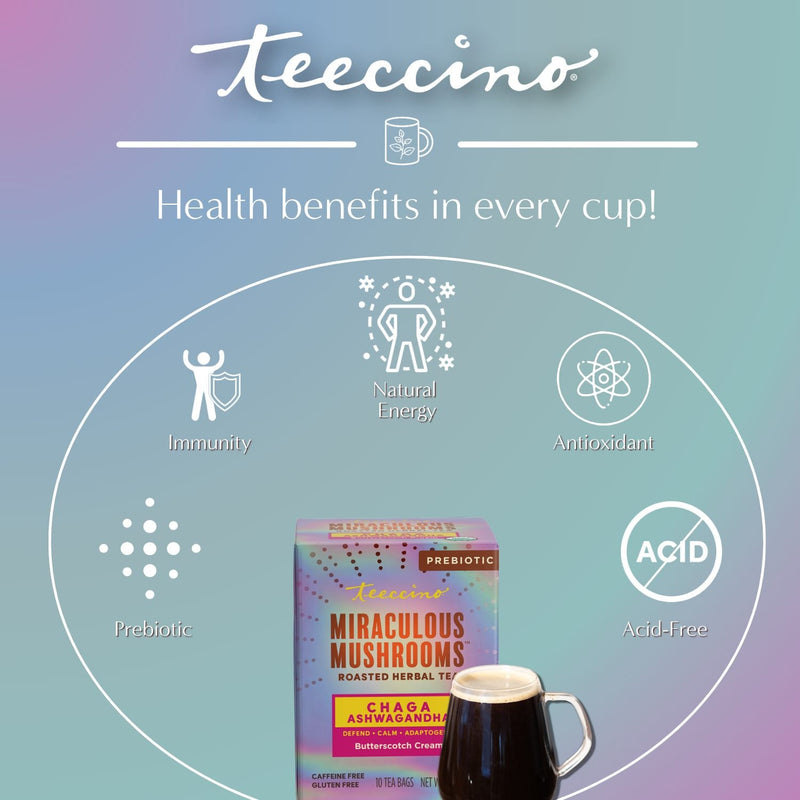 Load image into Gallery viewer, Teeccino - Chaga Ashwagandha Butterscotch Cream Mushroom Herbal Tea