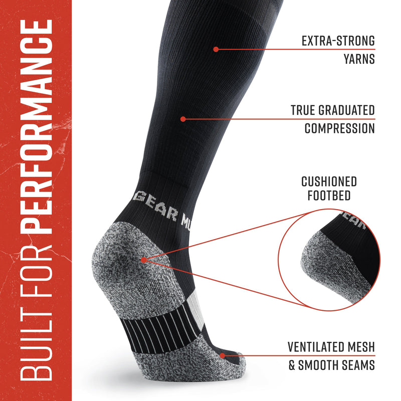 Load image into Gallery viewer, MudGear - Tall Compression Socks (Black/Gray)