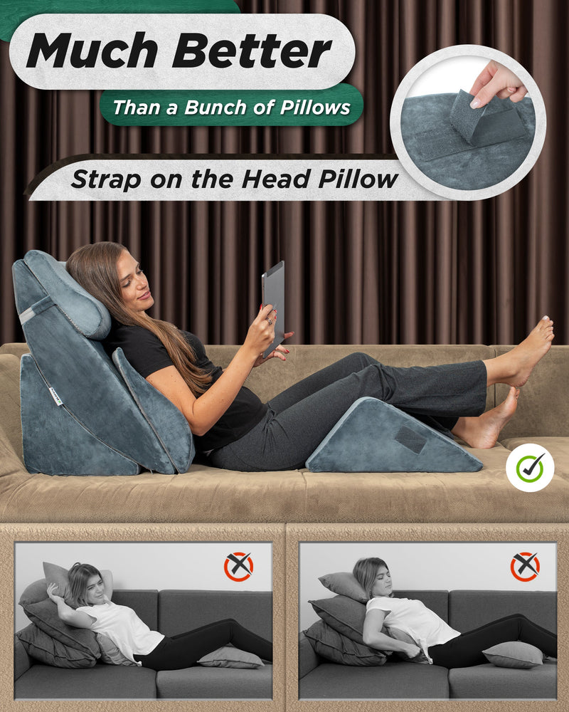 Load image into Gallery viewer, Lunix - LX13 6pcs Orthopedic Bed Wedge Pillow System, with Hot Cold Pack Navy